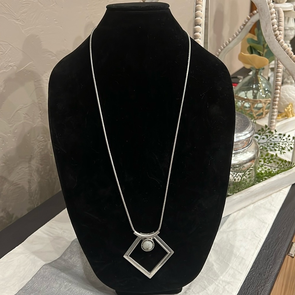 Free People Long Silver Pendant Necklace